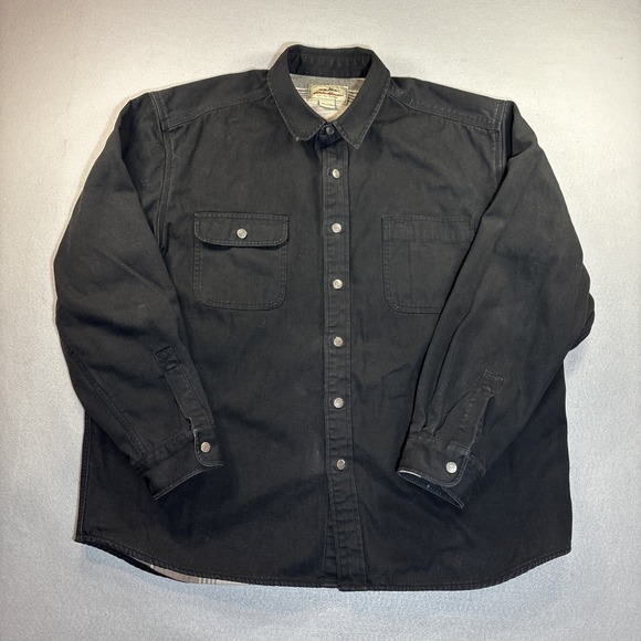 Eddie Bauer Other - Vintage‎ Eddie Bauer Men's XL Heavyweight Flannel Lined Denim Shirt Jacket Black
